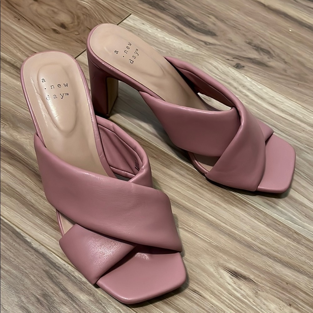 A New Day Pink Stiletto Heels with Diagonal Strap